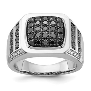 Sterling Silver Black Sapphire & Diamond Ring