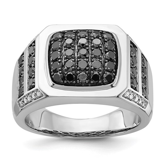 Sterling Silver Black Sapphire & Diamond Ring
