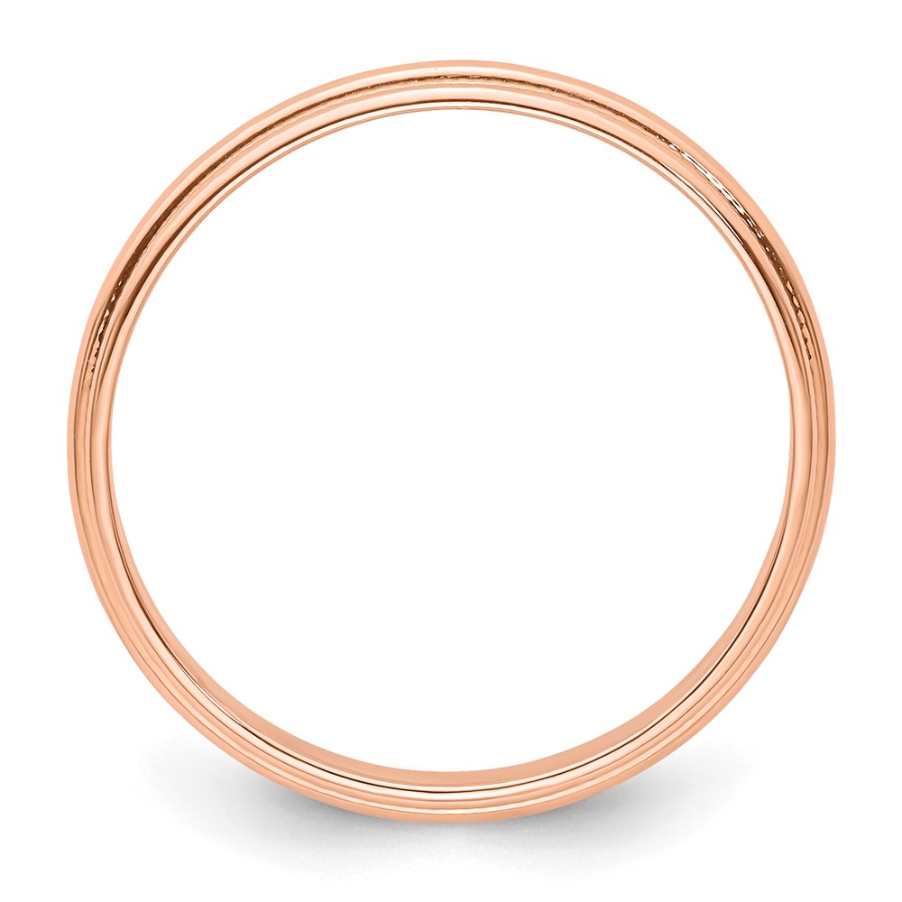 14k Rose Gold 3mm Lightweight Milgrain Half Round Wedding Band Size 12.5 (RML030-12.5)