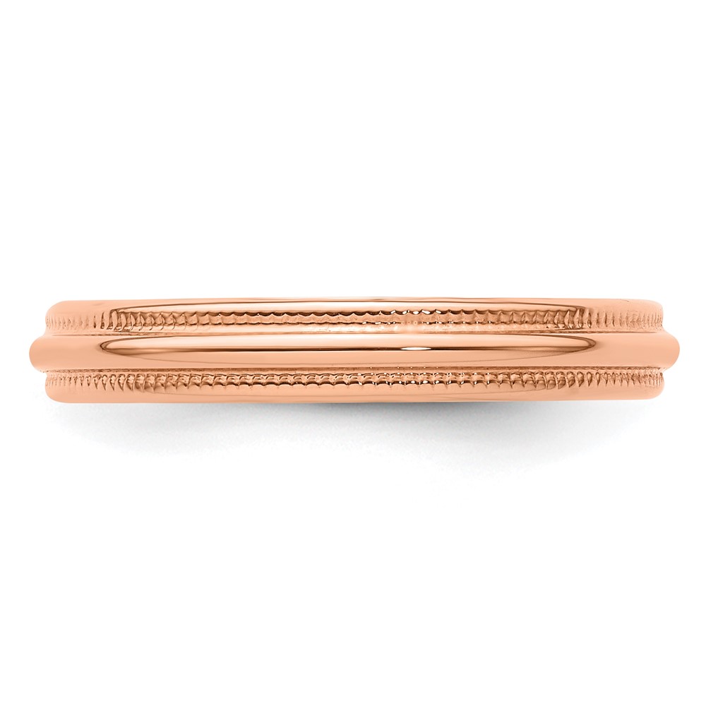 14k Rose Gold 3mm Lightweight Milgrain Half Round Wedding Band Size 12.5 (RML030-12.5)