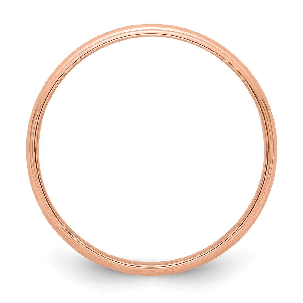 14k Rose Gold 4mm Lightweight Milgrain Half Round Wedding Band Size 6 (RML040-6)