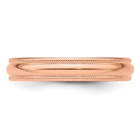 14K Rose Gold 4mm Lightweight Milgrain Half Round Wedding Band, Size 6 view 4