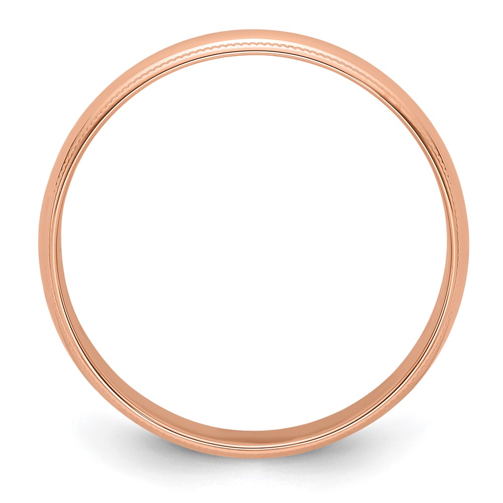 14k Rose Gold 5mm Lightweight Milgrain Half Round Wedding Band Size 10 (RML050-10)