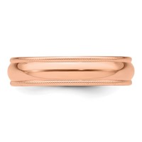 14K Rose Gold 5mm Lightweight Milgrain Half Round Wedding Band view 4
