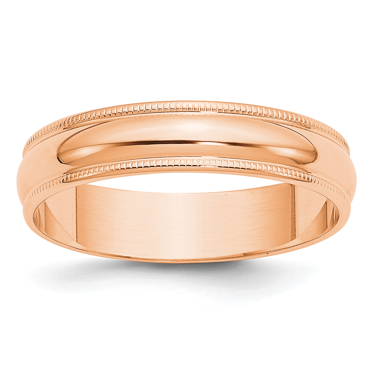 14k Rose Gold 5mm Lightweight Milgrain Half Round Wedding Band Size 10 (RML050-10)