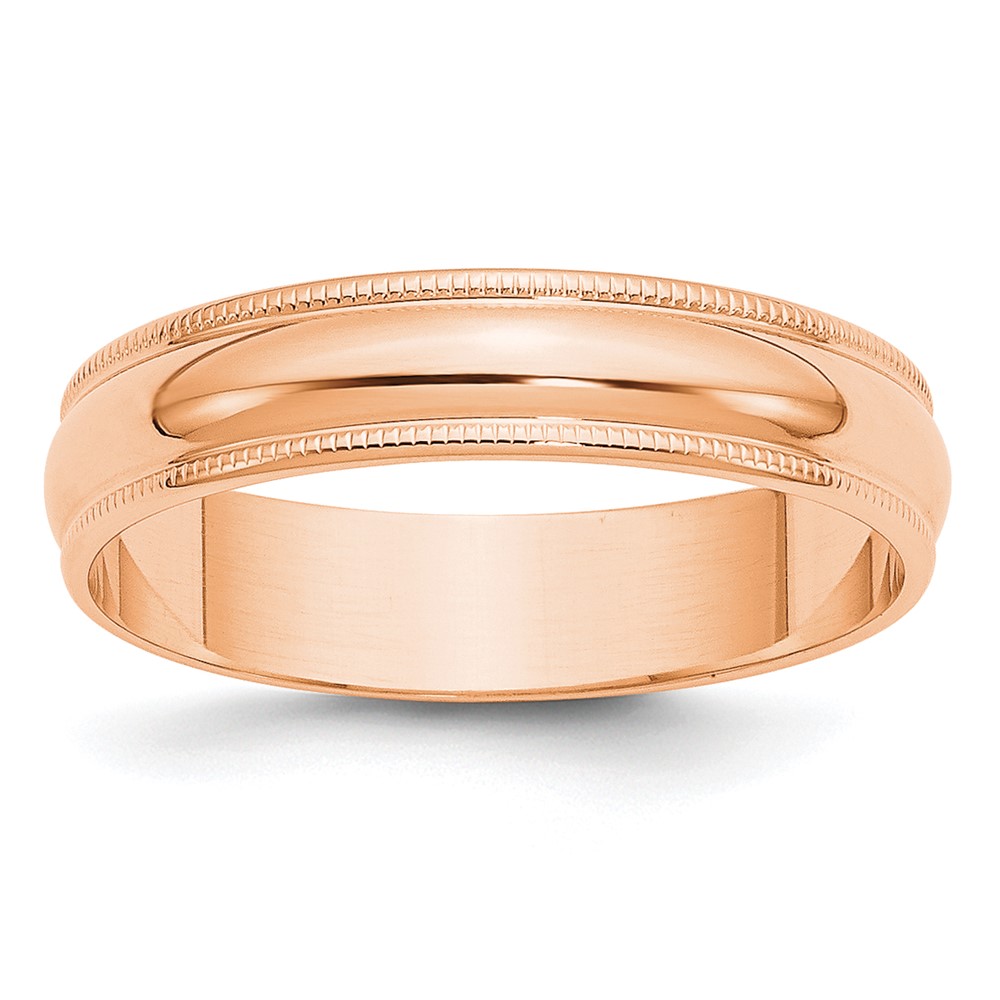 14K Rose Gold 5mm Lightweight Milgrain Half Round Wedding Band