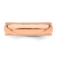 14K Rose Gold 6mm Lightweight Milgrain Half Round Wedding Band view 4