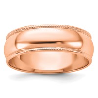 14K Rose Gold 6mm Lightweight Milgrain Half Round Wedding Band view 1