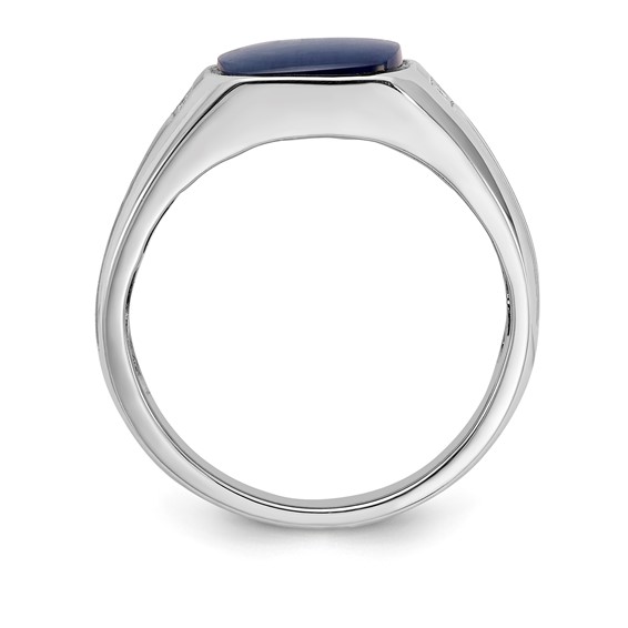 Sterling Silver ANT Created Blue Star & Diamond Ring