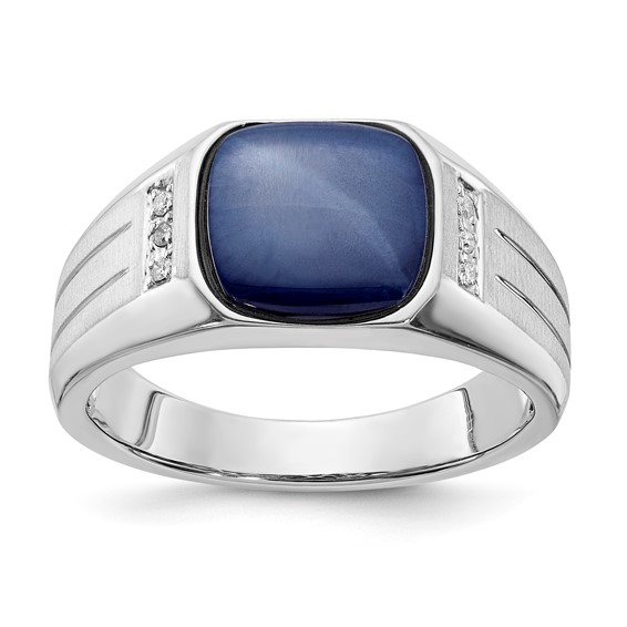 Sterling Silver ANT Blue Star & Diamond Ring