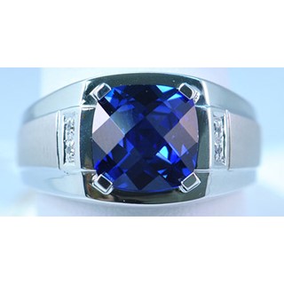 2tn: SS Shank, 10KYG Parts, Checkerboard Created Sapph - Stone:A Mel:S45