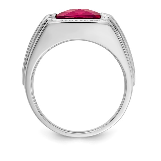 Sterling Silver CR Ruby & Diamond Ring