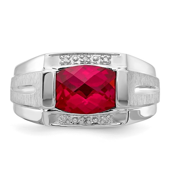 Sterling Silver CR Ruby & Diamond Ring