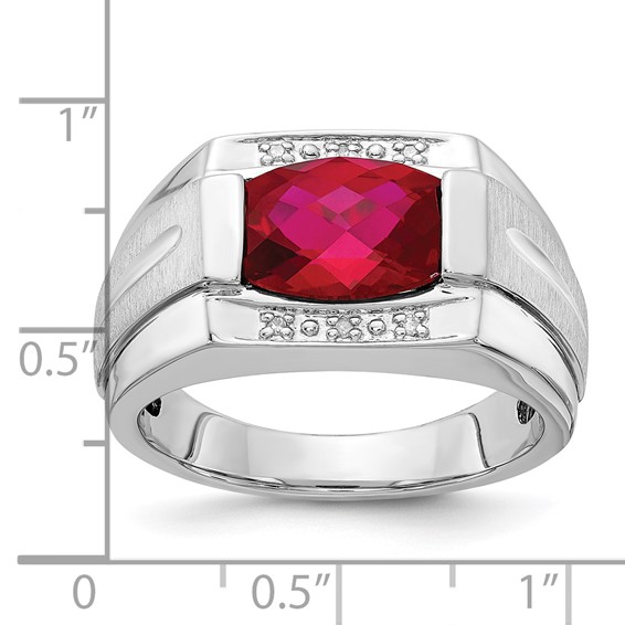 Sterling Silver CR Ruby & Diamond Ring