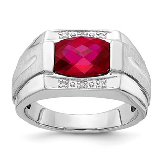 Sterling Silver CR Ruby & Diamond Ring