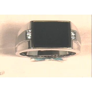 1-10X12 Baguette Onyx, 4-.02 Rd White Sapphire