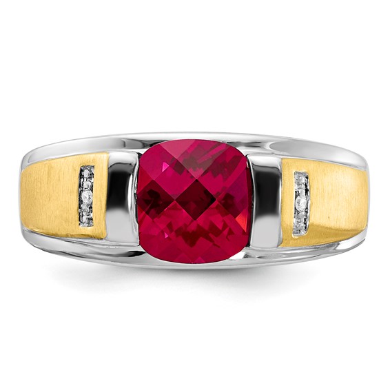 SS/10K Two-Tone CR Ruby & Diamond Ring