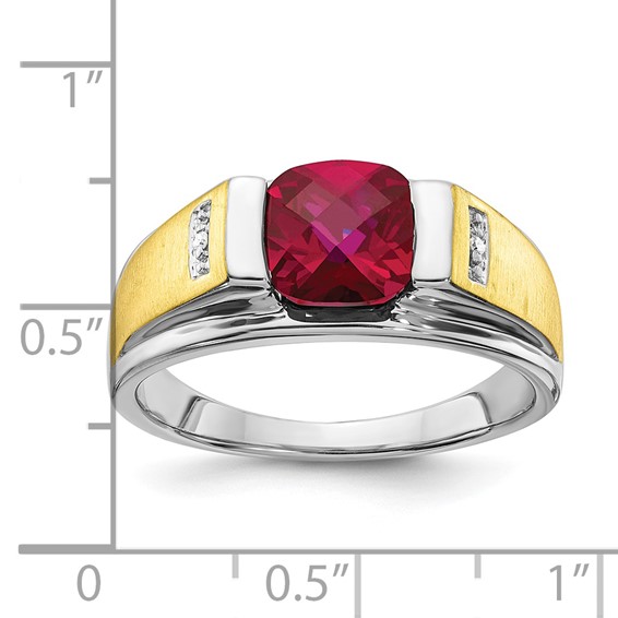 SS/10K Two-Tone CR Ruby & Diamond Ring