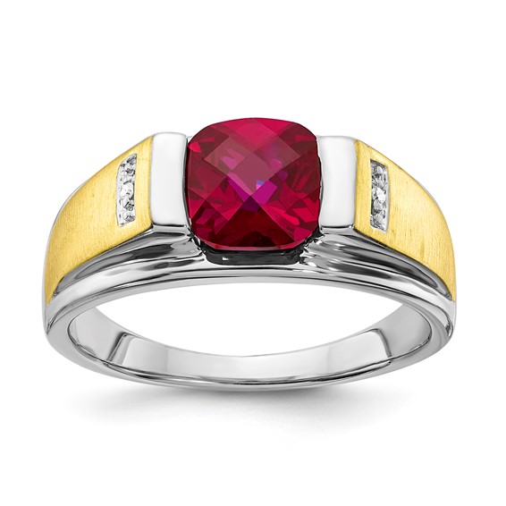 SS/10K Two-Tone CR Ruby & Diamond Ring