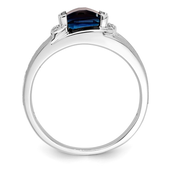 Sterling Silver Men's CR Sapphire & Diamond Ring