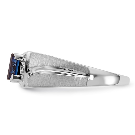 Sterling Silver Men's CR Sapphire & Diamond Ring
