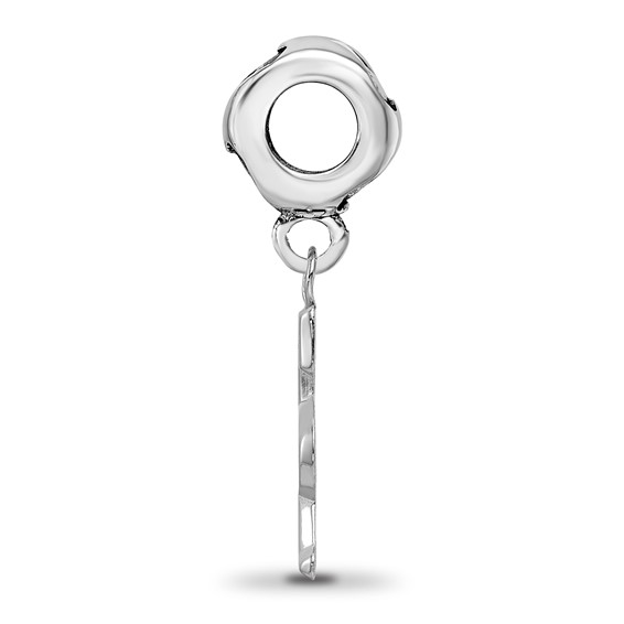 Sterling Silver Rh-Plated LogoArt Colorado Rockies CR on Heart Bead