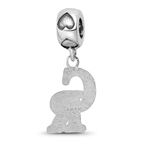 Sterling Silver Rh-Plated LogoArt Colorado Rockies CR on Heart Bead