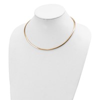 14K Two-tone 3mm Reversible White and Yellow Domed Omega Necklace, 16" view 2