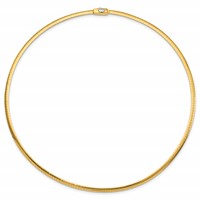 14K Two-tone 3mm Reversible White and Yellow Domed Omega Necklace, 16" view 3
