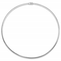 14K Two-tone 3mm Reversible White and Yellow Domed Omega Necklace, 16" view 4