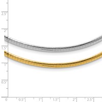 14K Two-tone 3mm Reversible White and Yellow Domed Omega Necklace, 16" view 5