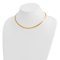 14K Two-tone 4mm Reversible White and Yellow Domed Omega Necklace, 16" view 4