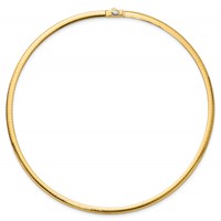 14K Two-tone 4mm Reversible White and Yellow Domed Omega Necklace, 16" view 2