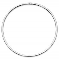 14K Two-tone 4mm Reversible White and Yellow Domed Omega Necklace, 16" view 3