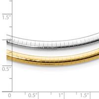 14K Two-tone 4mm Reversible White and Yellow Domed Omega Necklace, 16" view 5