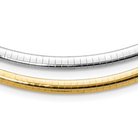 14K Two-tone 4mm Reversible White and Yellow Domed Omega Necklace, 16" view 1