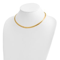 14K Two-tone 5mm Reversible White and Yellow Domed Omega Necklace, 16" view 4