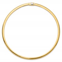 14K Two-tone 5mm Reversible White and Yellow Domed Omega Necklace, 16" view 2
