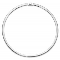 14K Two-tone 5mm Reversible White and Yellow Domed Omega Necklace, 16" view 3