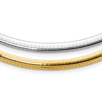 14K Two-tone 5mm Reversible White and Yellow Domed Omega Necklace, 16" view 1