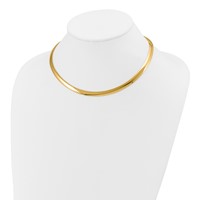 14K Two-tone 6mm Reversible White and Yellow Domed Omega Necklace, 16" view 2