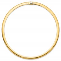 14K Two-tone 6mm Reversible White and Yellow Domed Omega Necklace, 16" view 3