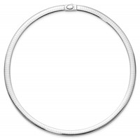 14K Two-tone 6mm Reversible White and Yellow Domed Omega Necklace, 16" view 4