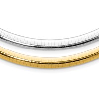 14K Two-tone 6mm Reversible White and Yellow Domed Omega Necklace, 16" view 1