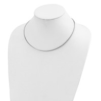 14K Two-tone 2mm Reversible White and Yellow Omega Necklace Plus 2 Inch Heart Chain Extender, 18" view 3