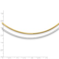 14K Two-tone 2mm Reversible White and Yellow Omega Necklace Plus 2 Inch Heart Chain Extender, 18" view 4