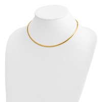 14K Two-tone 3mm Lightweight Reversible Omega Necklace Plus 2 Inch Heart Chain Extender, 16" view 4