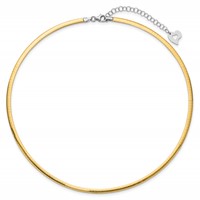 14K Two-tone 3mm Lightweight Reversible Omega Necklace Plus 2 Inch Heart Chain Extender, 16" view 2