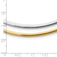 14K Two-tone 3mm Lightweight Reversible Omega Necklace Plus 2 Inch Heart Chain Extender, 16" view 5