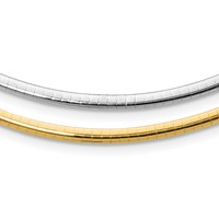 14K Two-tone 3mm Lightweight Reversible Omega Necklace Plus 2 Inch Heart Chain Extender, 16" view 1